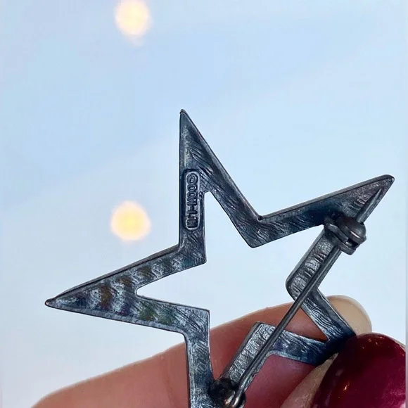 Vintage Signed Don-Lin Large Sparkling Amber Crystal Star Brooch Pin - Picture 4 of 5